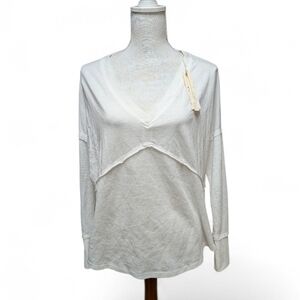 Lovestitch White Layered Look V-Neck Long Sleeve Top | Size S | NWT